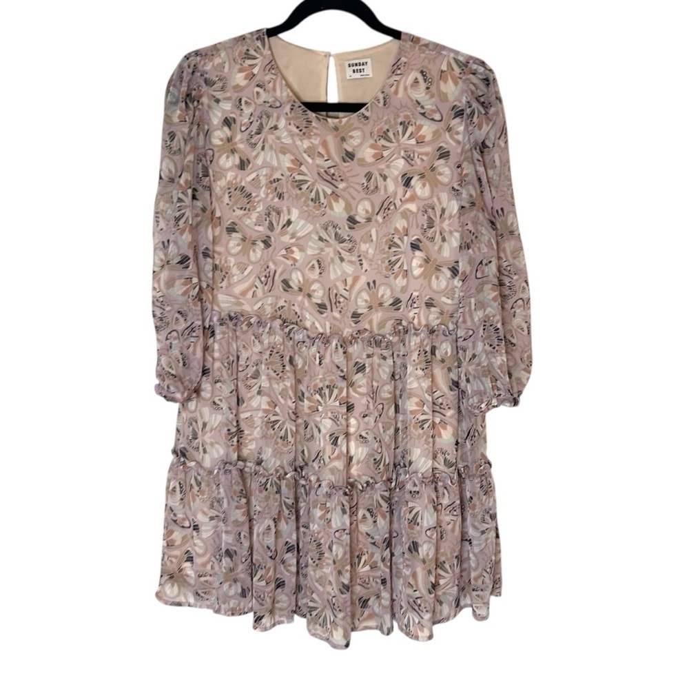 Aritzia Sunday Best Lillian Dress- Butterfly Print Babydoll Dress- Size XS - Picture 3 of 13